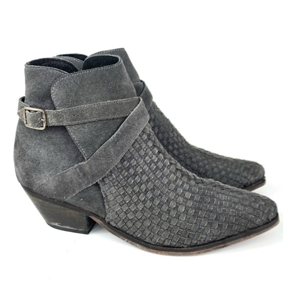 Free People Leather Suede Woven Ankle Boots 10 40 - Picture 10 of 11